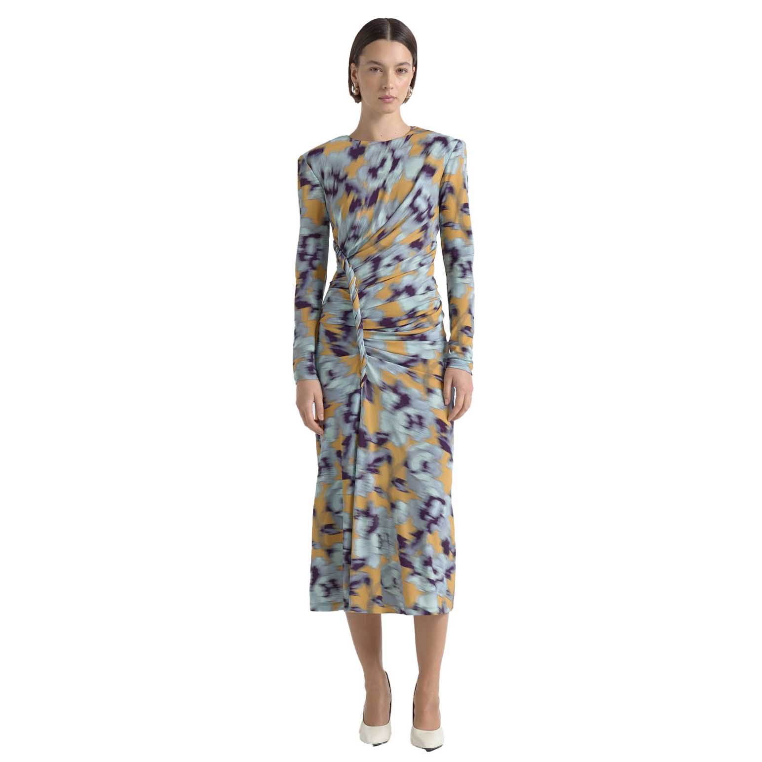 Cue Blurred Floral Twist Midi Dress